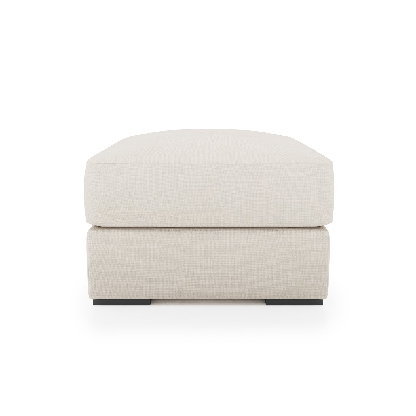 Serene Ottoman - ivory linen side view