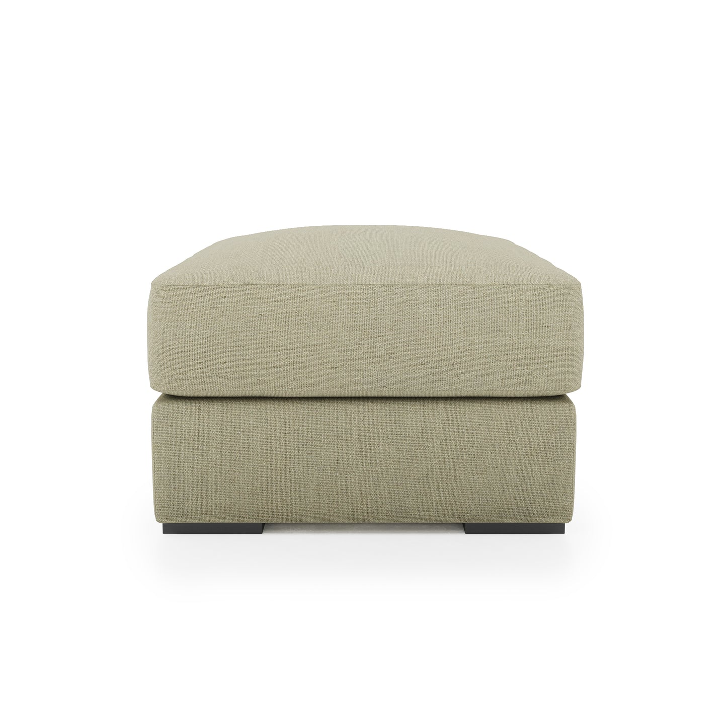 Serene Ottoman - khaki linen side view