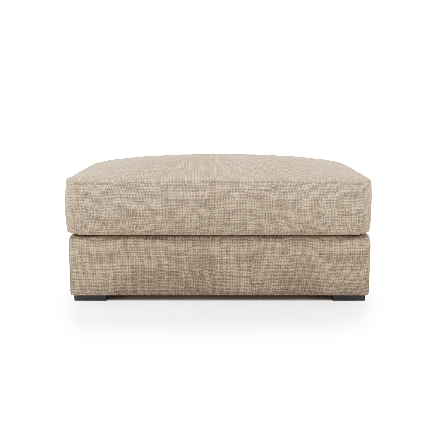 Serene Ottoman - natural linen front view