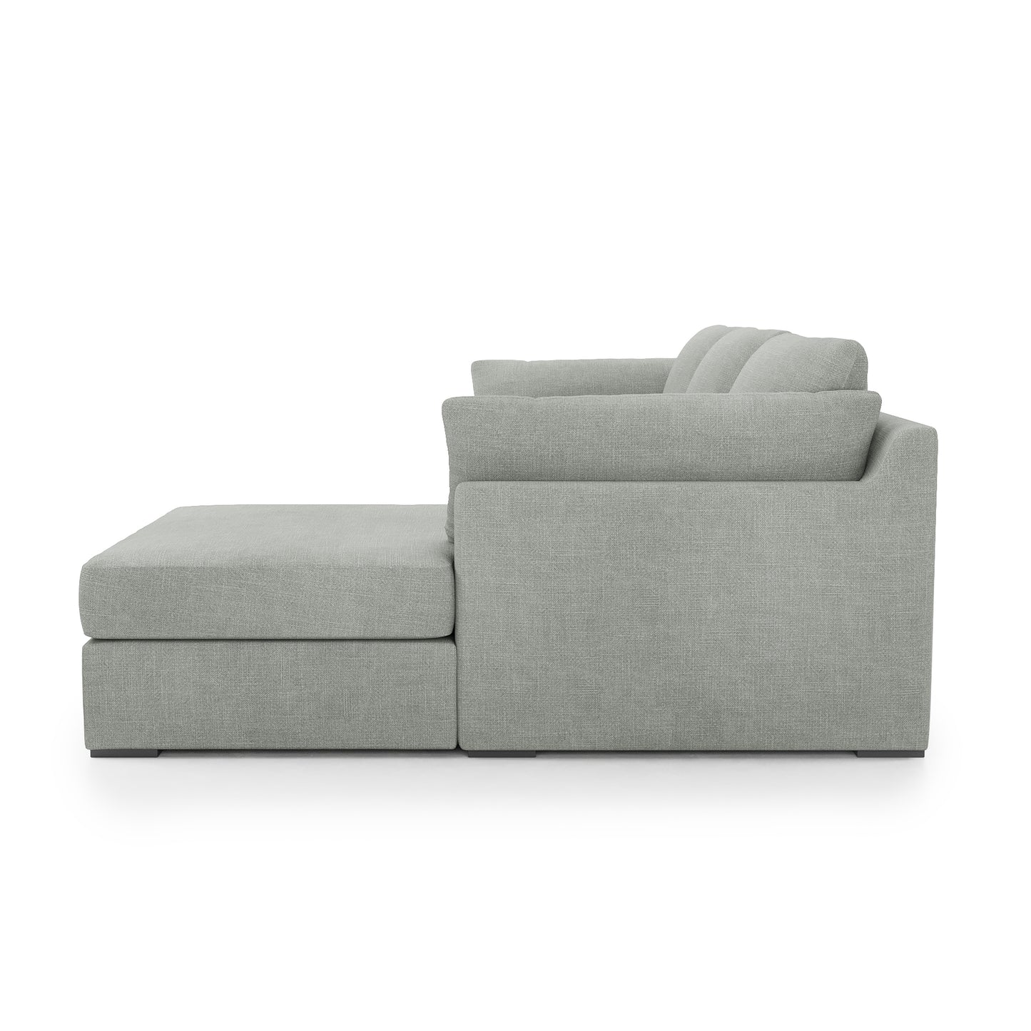 Serene 2 Piece Sectional - dove grey linen side view