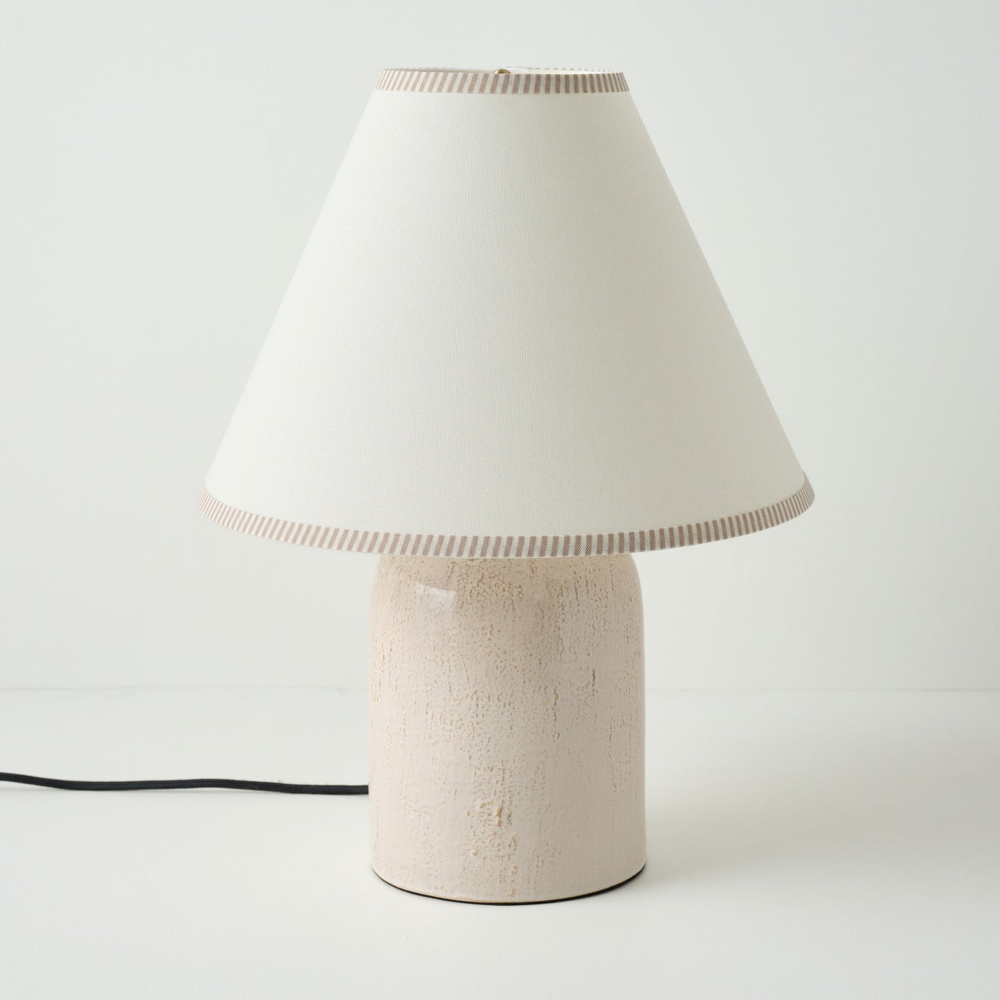 Farrah Table Lamp - Textured Cream, Natural Stripe Shade