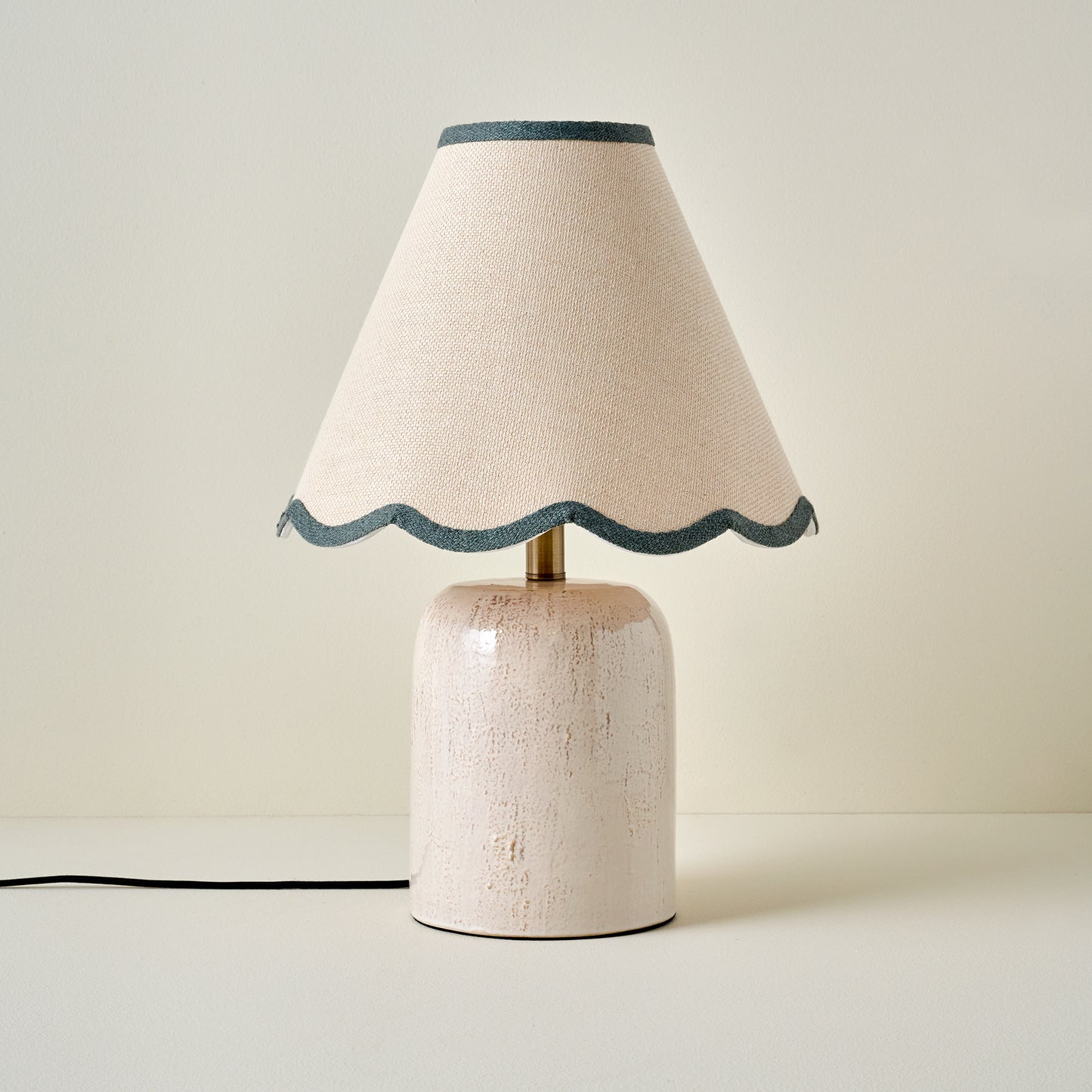 Farrah Table Lamp - Textured Cream with Charcoal Wavy Shade