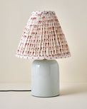 Farrah Table Lamp - Mist Blue with Taupe Blockprint Shade