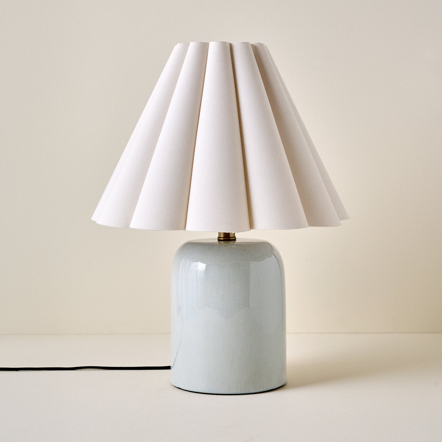 Farrah Table Lamp - Mist Blue with Linen Scallop Shade