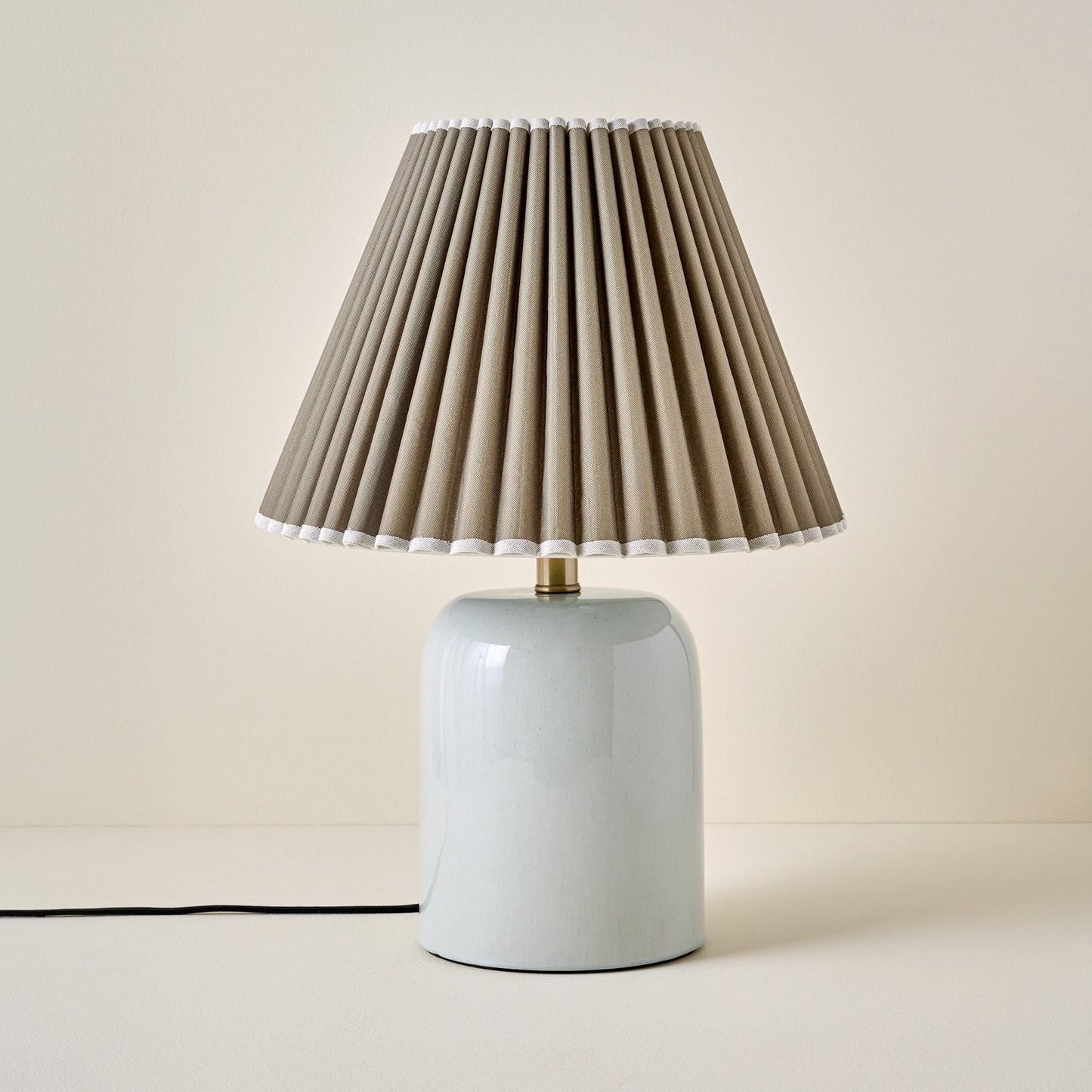 Farrah Table Lamp - Mist Blue with Olive Pleat Shade
