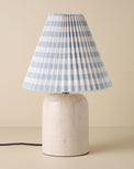 Farrah Table Lamp - Textured Cream with blue gingham shade