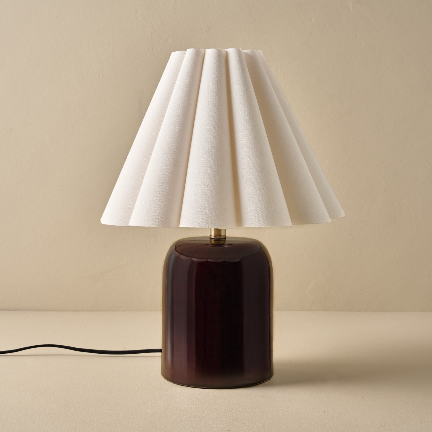 Farrah Table Lamp - Deep Burgundy with Linen Scallop Shade