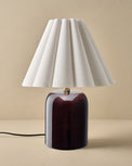Farrah Table Lamp - Deep Burgundy with Linen Scallop Shade