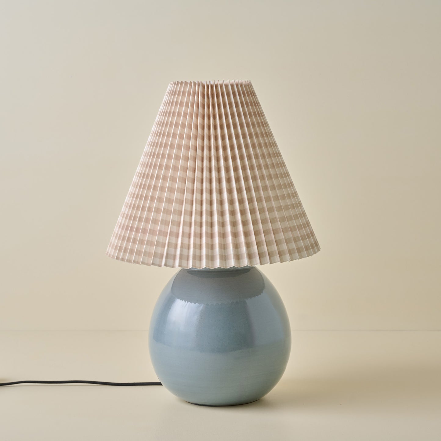 Olivia Table Lamp - Lake Blue with Tan Ginahm Shade