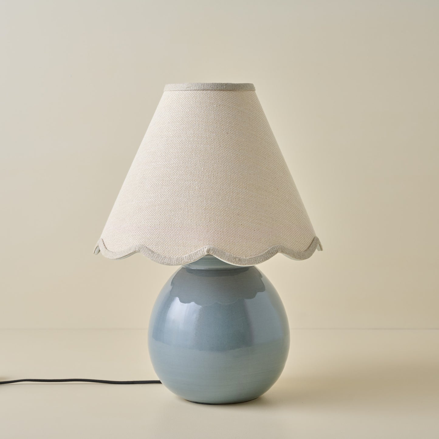 Olivia Table Lamp - Lake Blue with Natural linen Shade