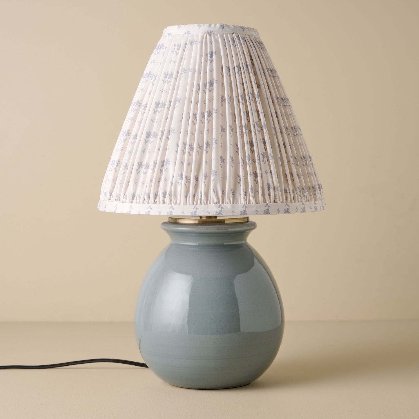 Olivia Table Lamp - Lake Blue blue blockprint shade