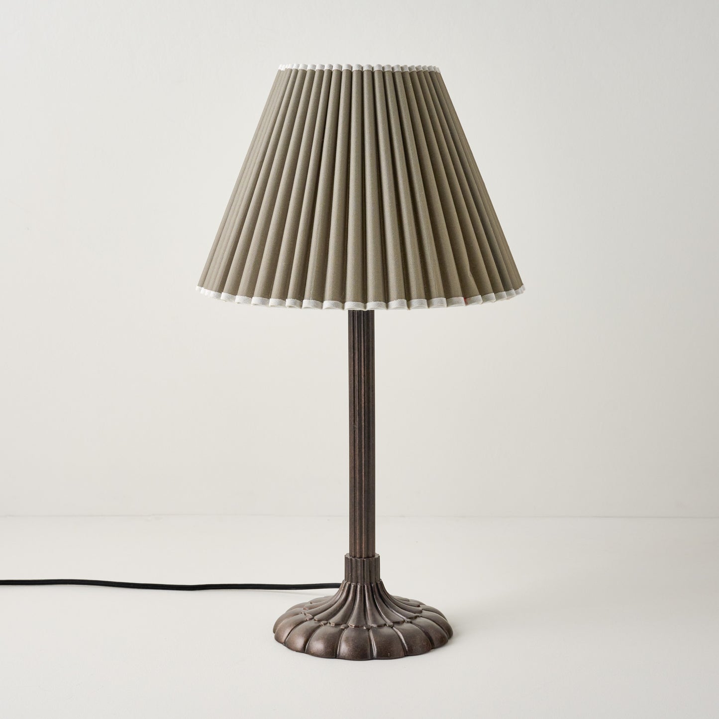 Stella Table Lamp-Bronze Scallop with Olive Pleat Shade