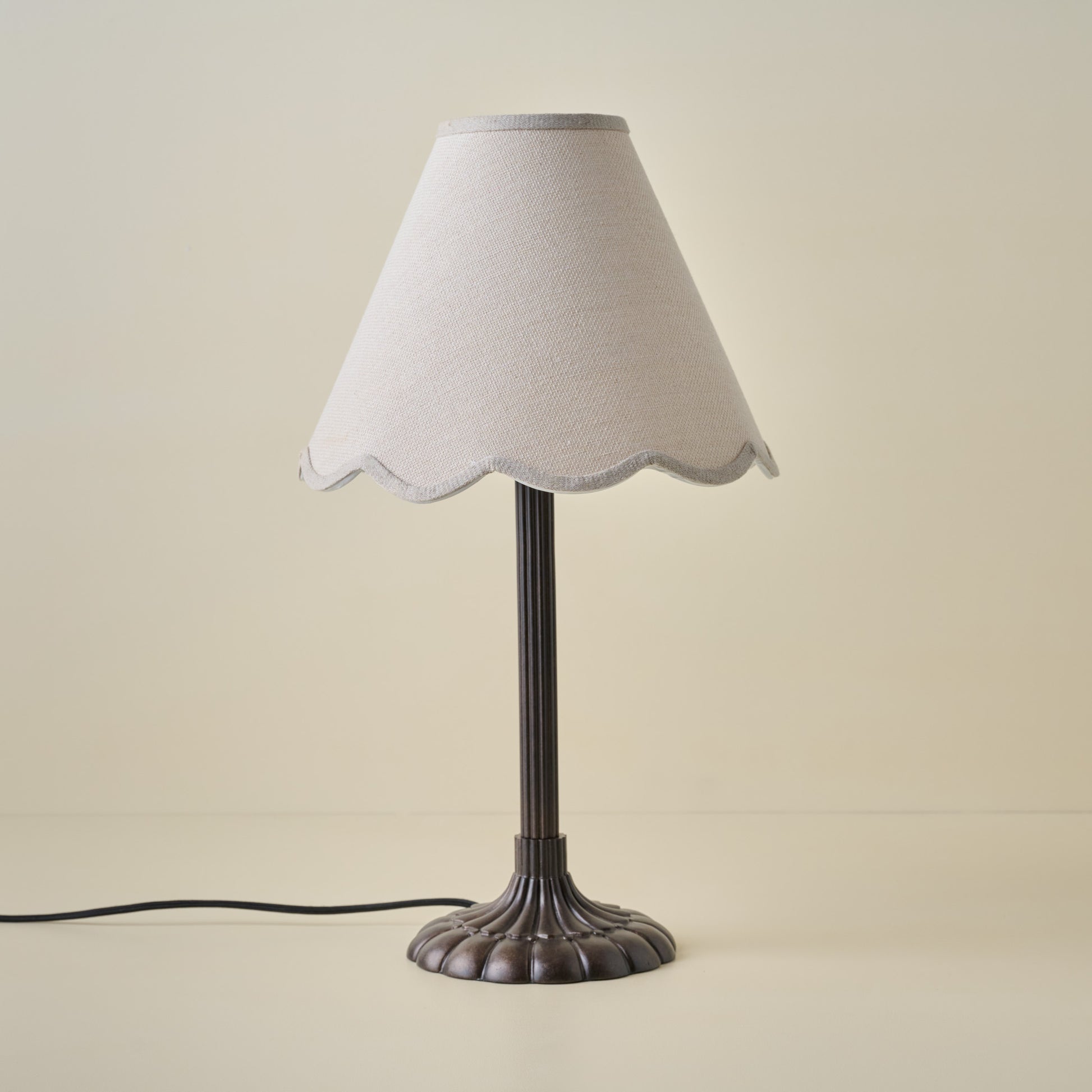 Stella Table Lamp-Bronze Scallop with Natural Linen Scallop Shade