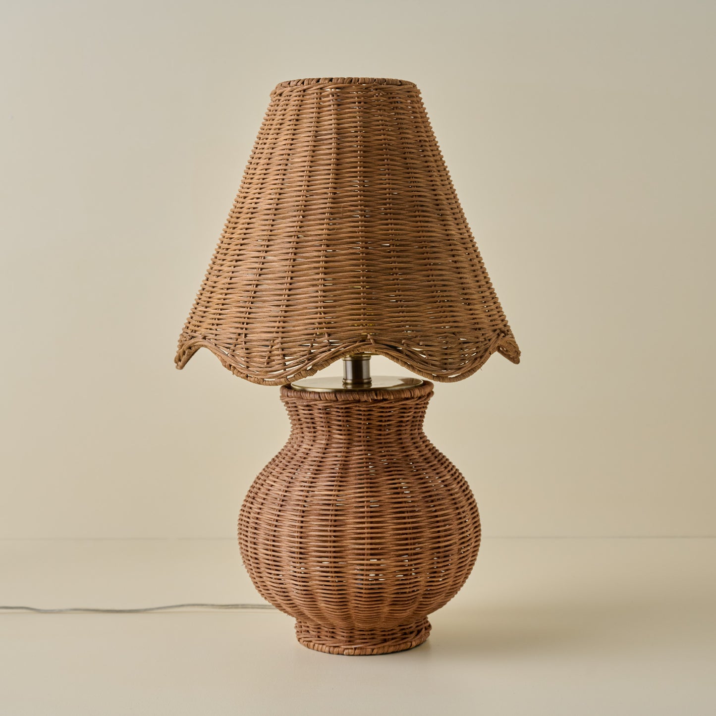 Cassie Rattan Table Lamp with Rattan Scallop Shade