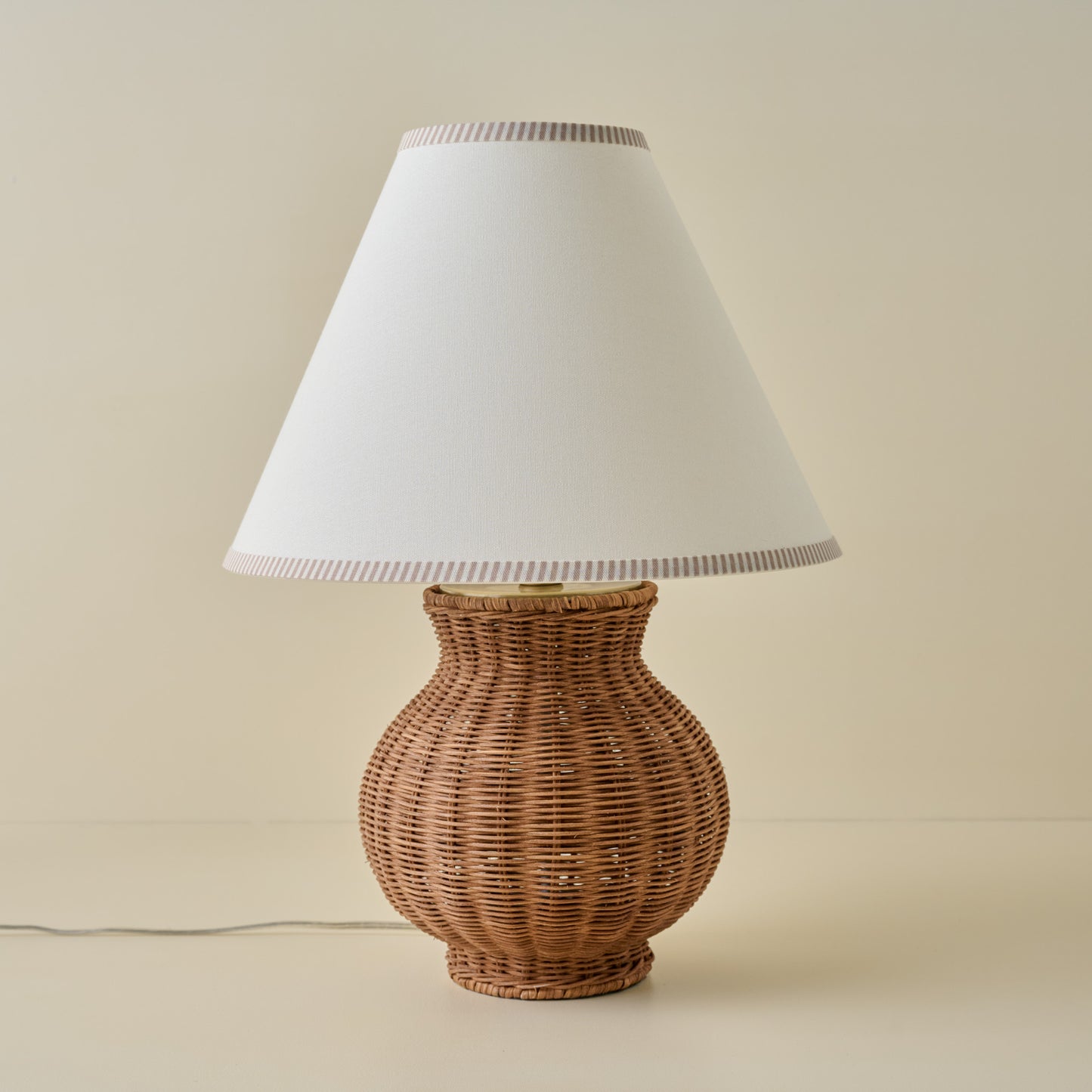 Cassie Rattan Table Lamp with NAtural Stripe Shade