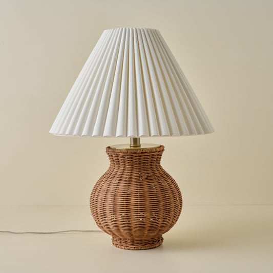Cassie Rattan Table Lamp with Empire Scallop Shade