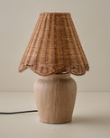 Teddie Table Lamp in Rattan Scallop Shade