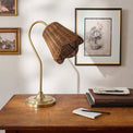 Lucinda Task Lamp with Woven Shade shown sitting on desk