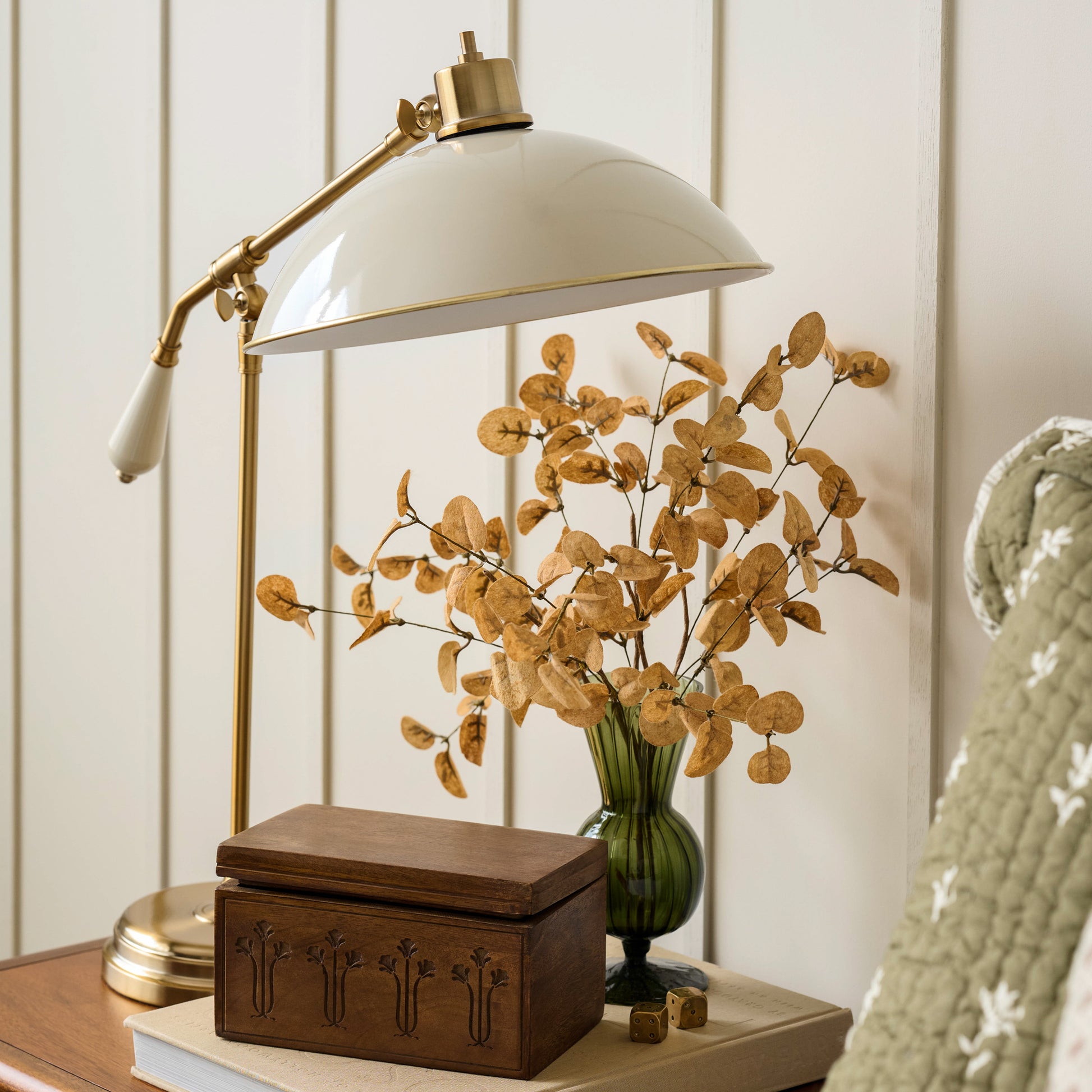 Cream Castle Task Lamp shown sitting on table