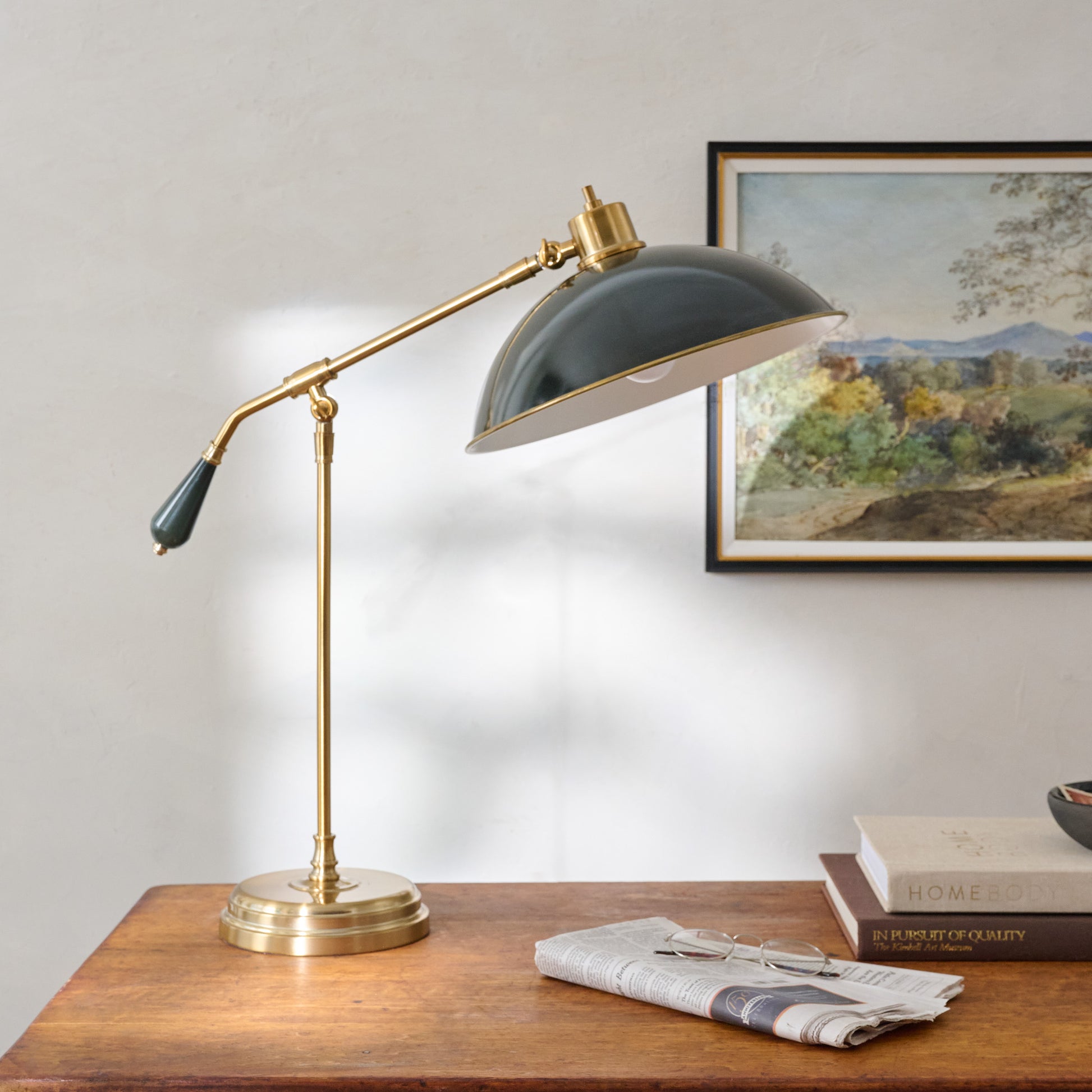 Black Castle Task Lamp shown sitting on desk