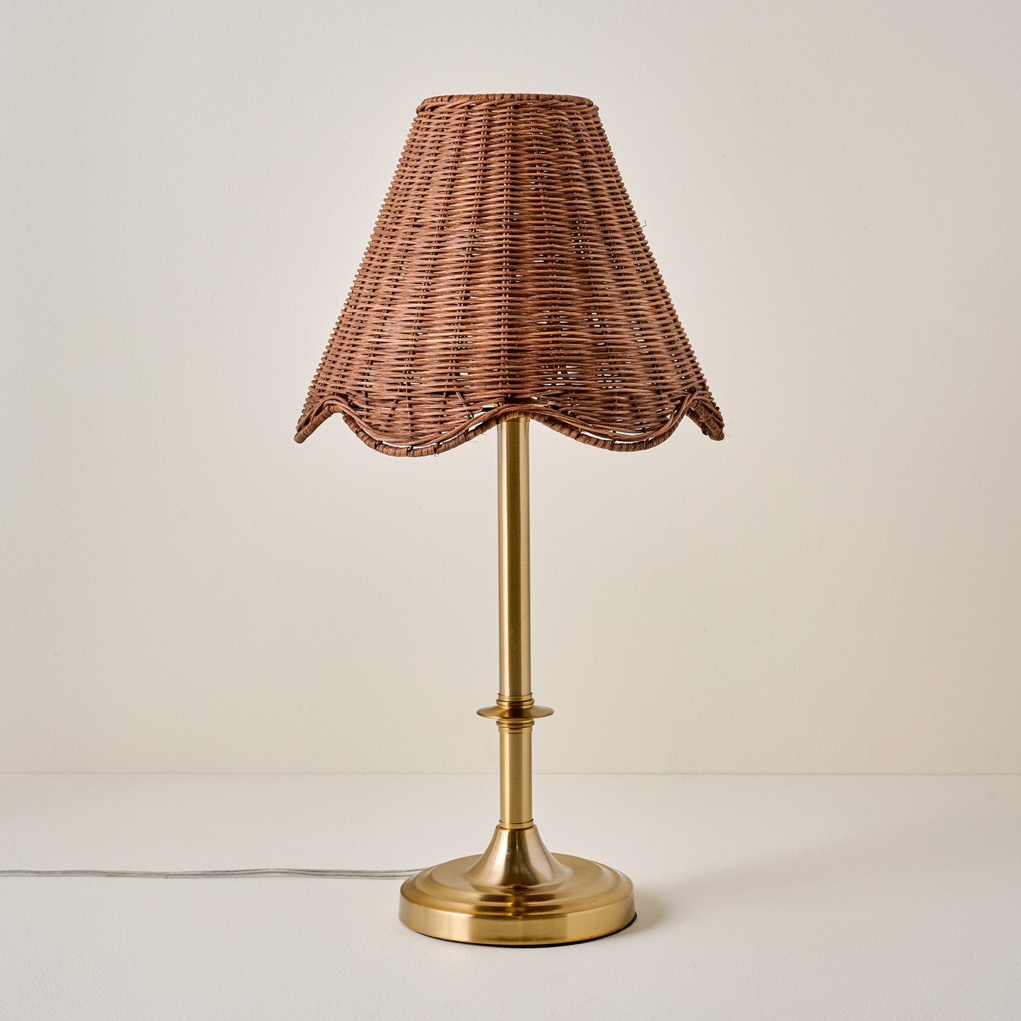 Carmen Brass Table Lamp with rattan scallop shade