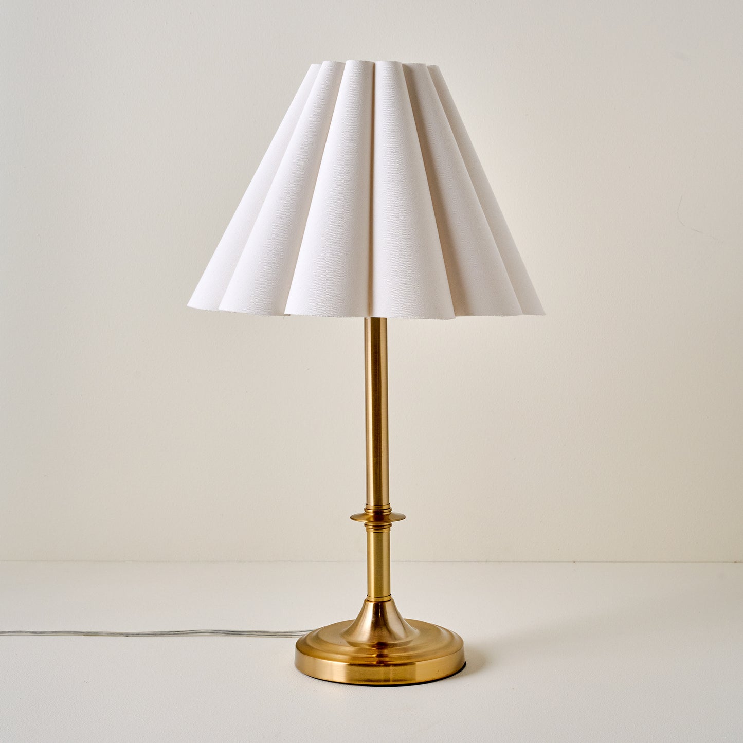 Carmen Brass Table Lamp with linen scallop shade