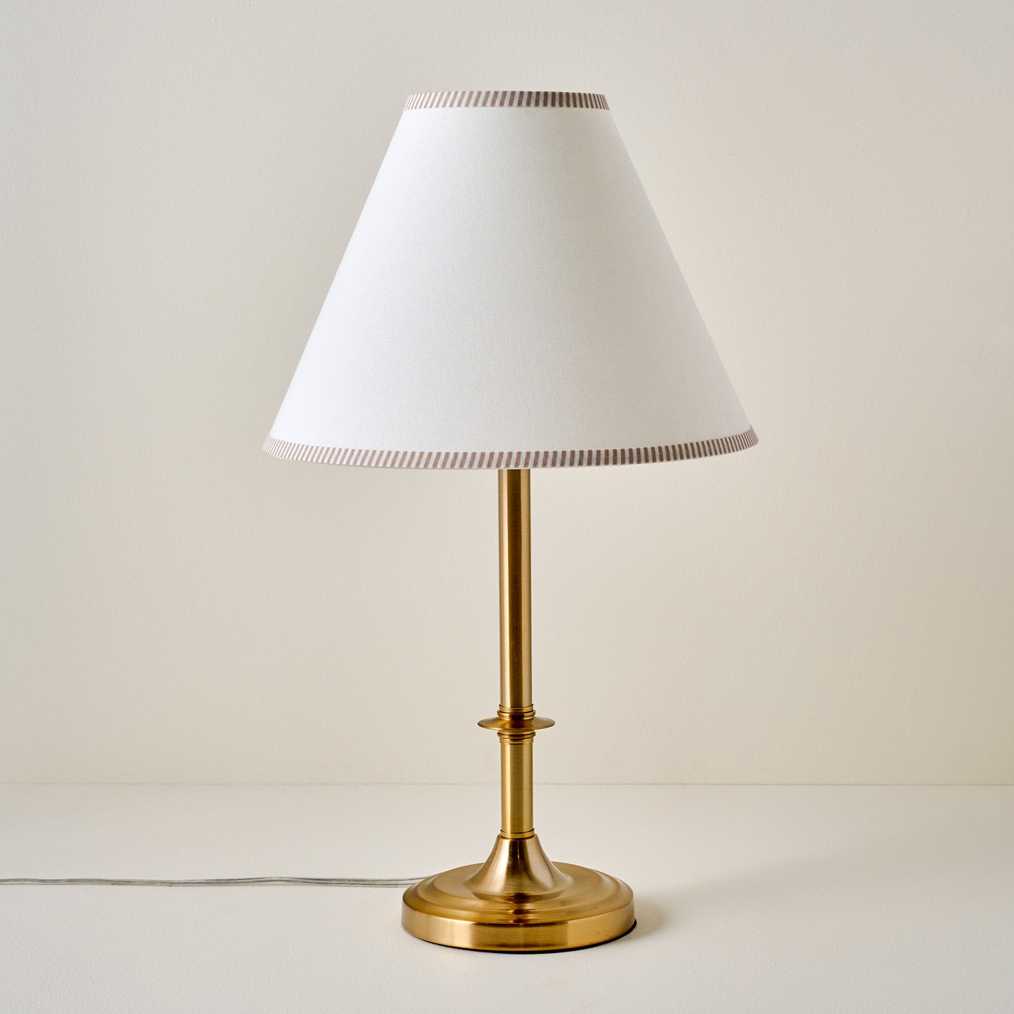 Carmen Brass Table Lamp with natural stripe shade
