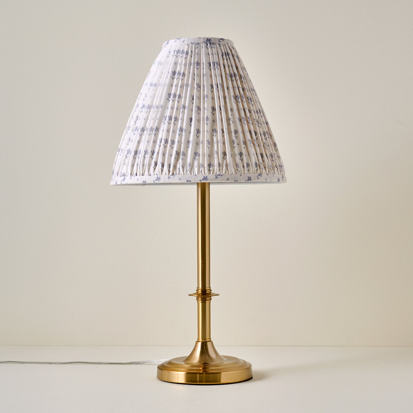 Carmen Brass Table Lamp with blue blockprint shade