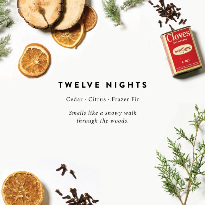 magnolia twelve nights candle scent notes of cedar citrus and fraser fir