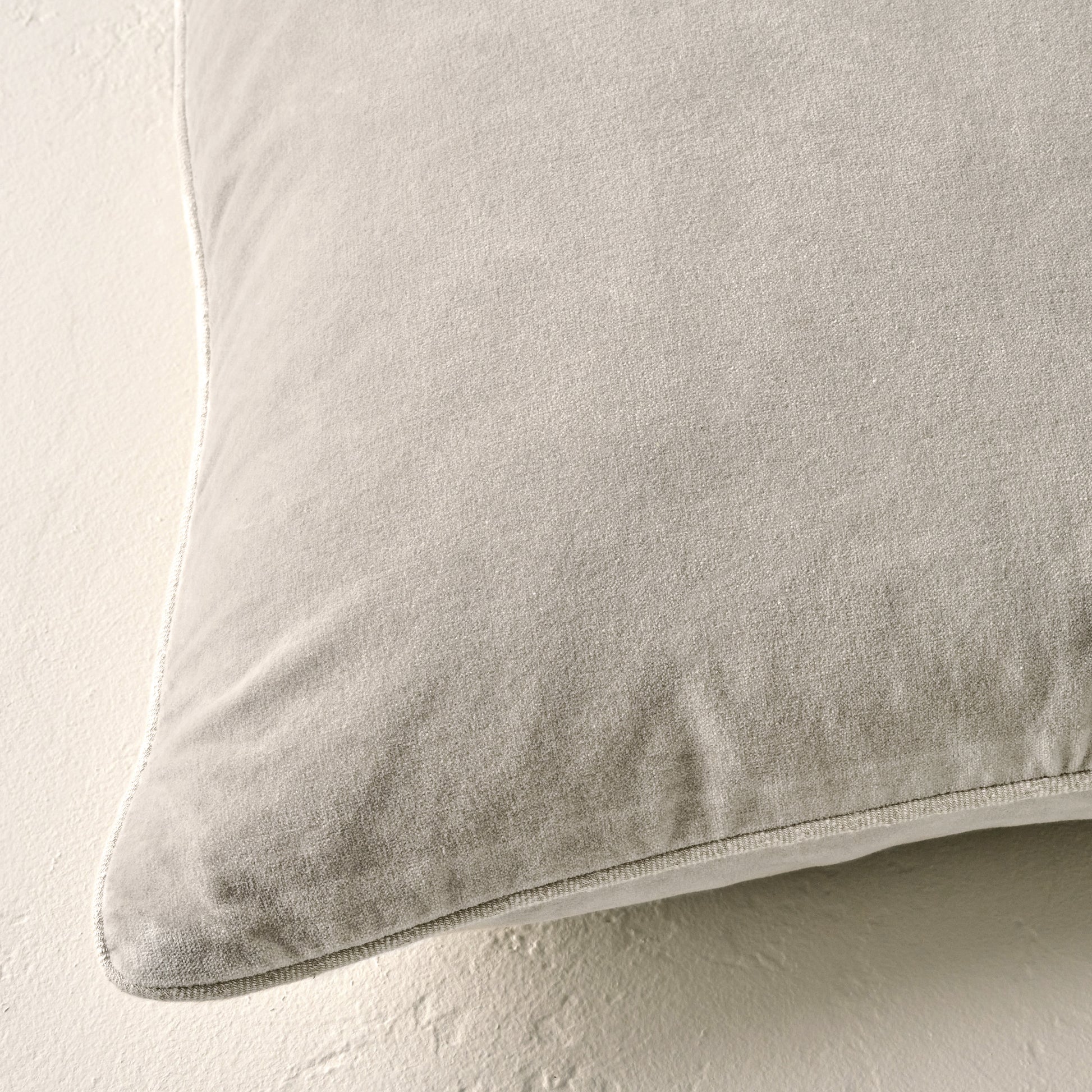 Heirloom Velvet Lumbar Pillow in Silver corner up close