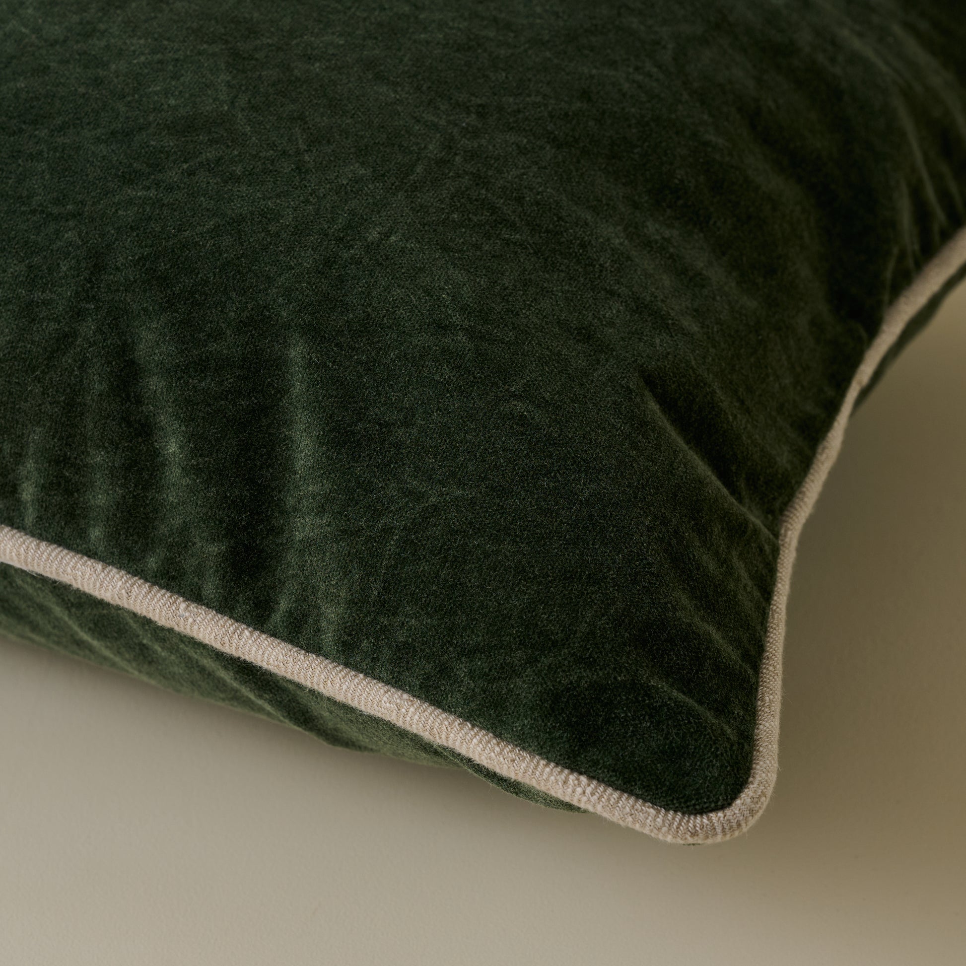 Heirloom Velvet Lumbar Pillow - Forest Green corner up close