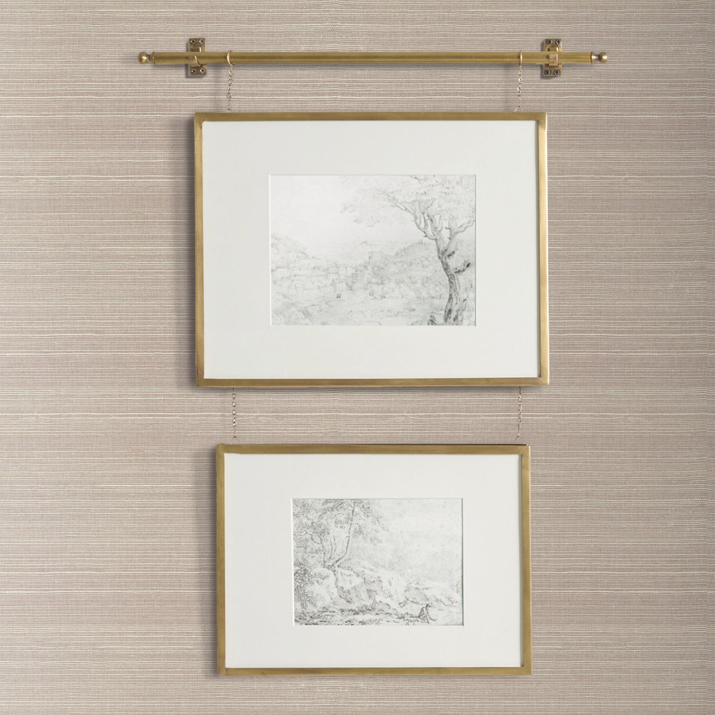 Plain Grass Wallpaper in Pale Grey shown on Wall