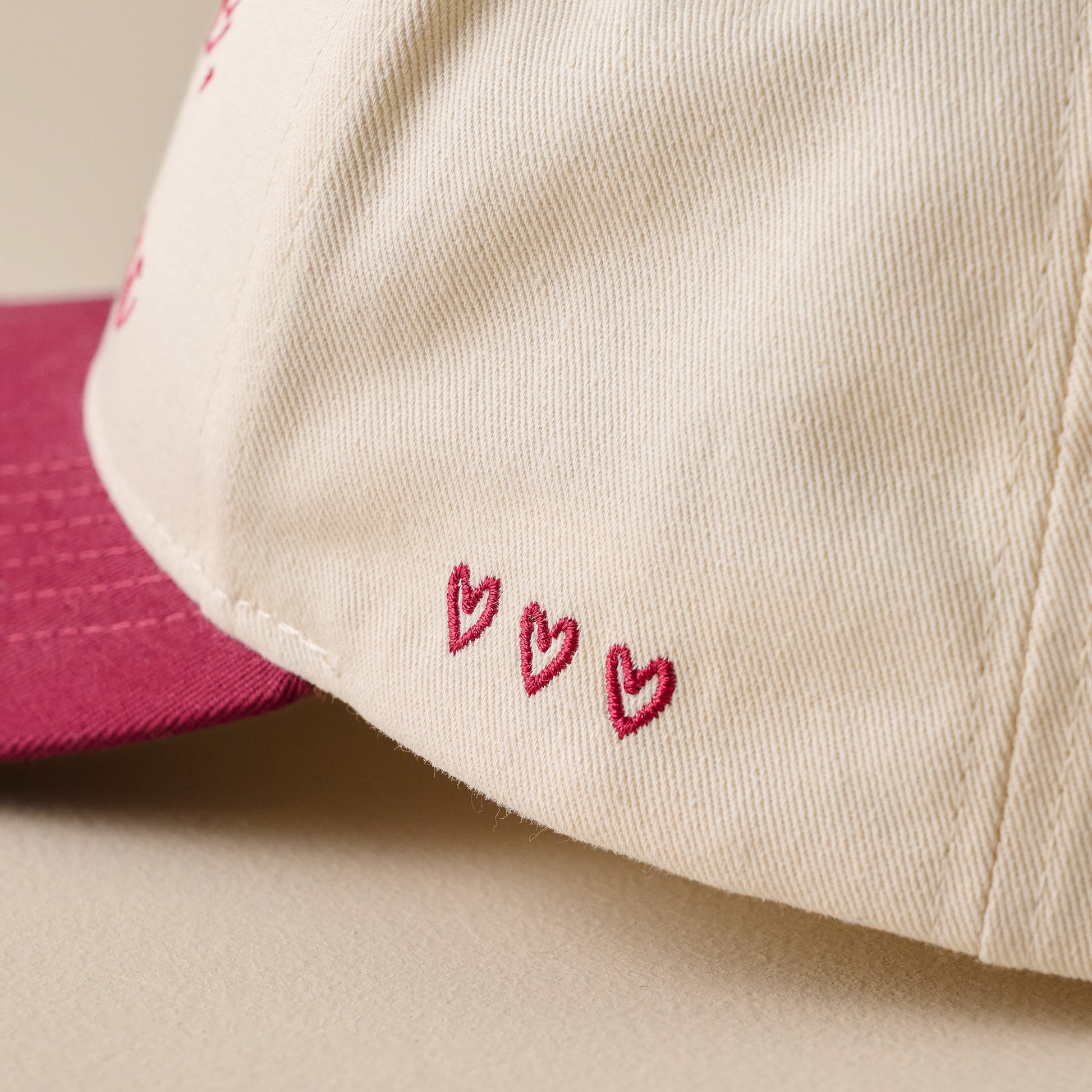With Love From Texas Trucker Hat heart details up close