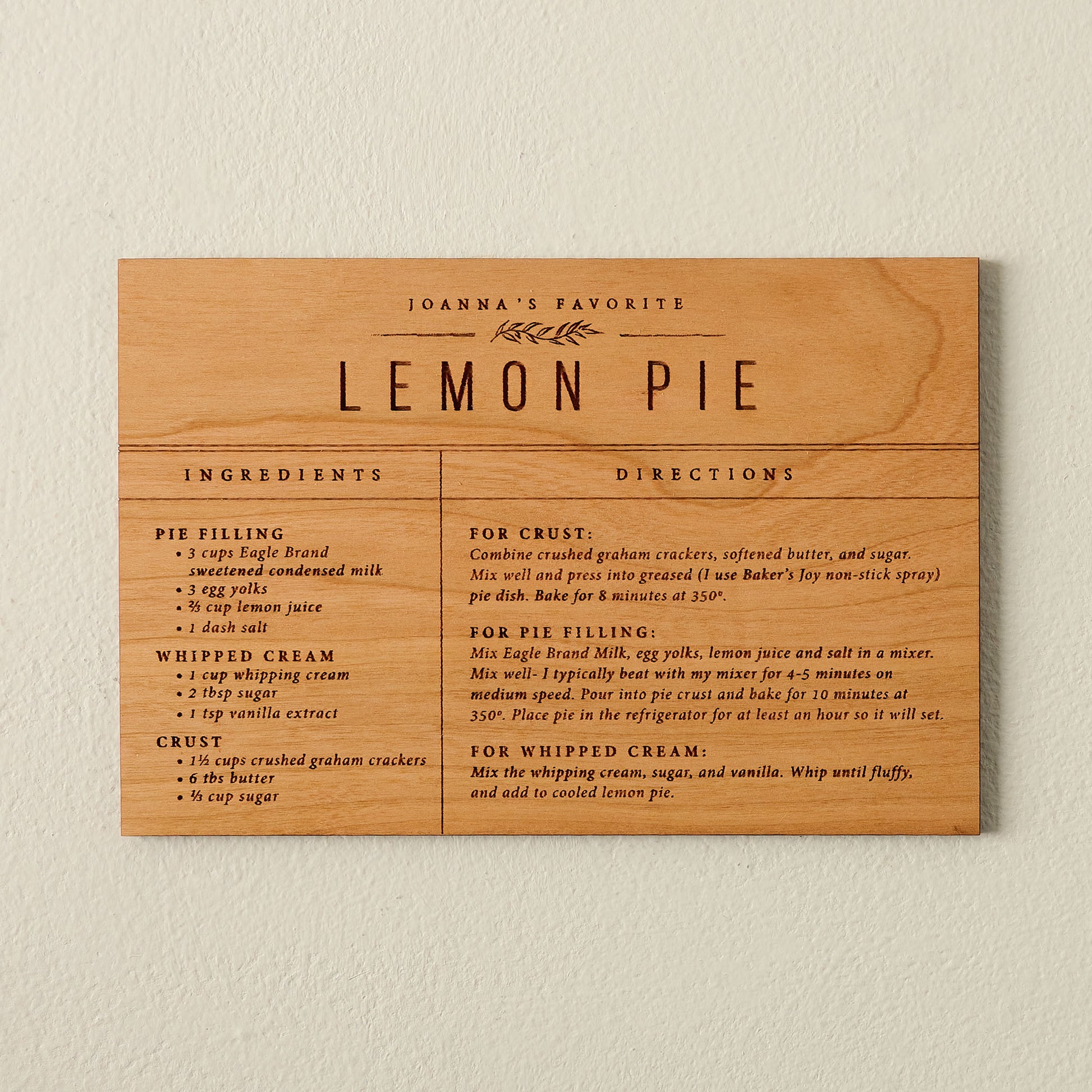 Wooden Recipe Card