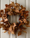 Magnolia Leaf Wreath shown on door