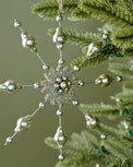 Mercury Glass Beaded Snowflake Ornament shown on tree