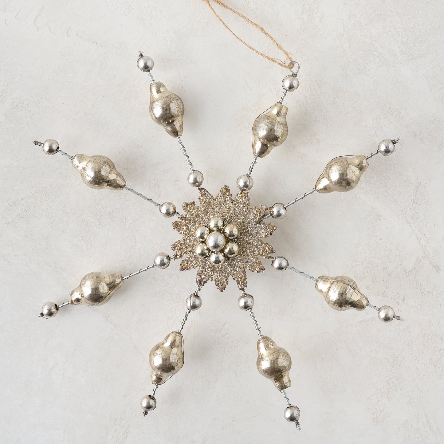 Mercury Glass Beaded Snowflake Ornament