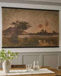 Oversized Vintage Vista Tapestry in a dining room