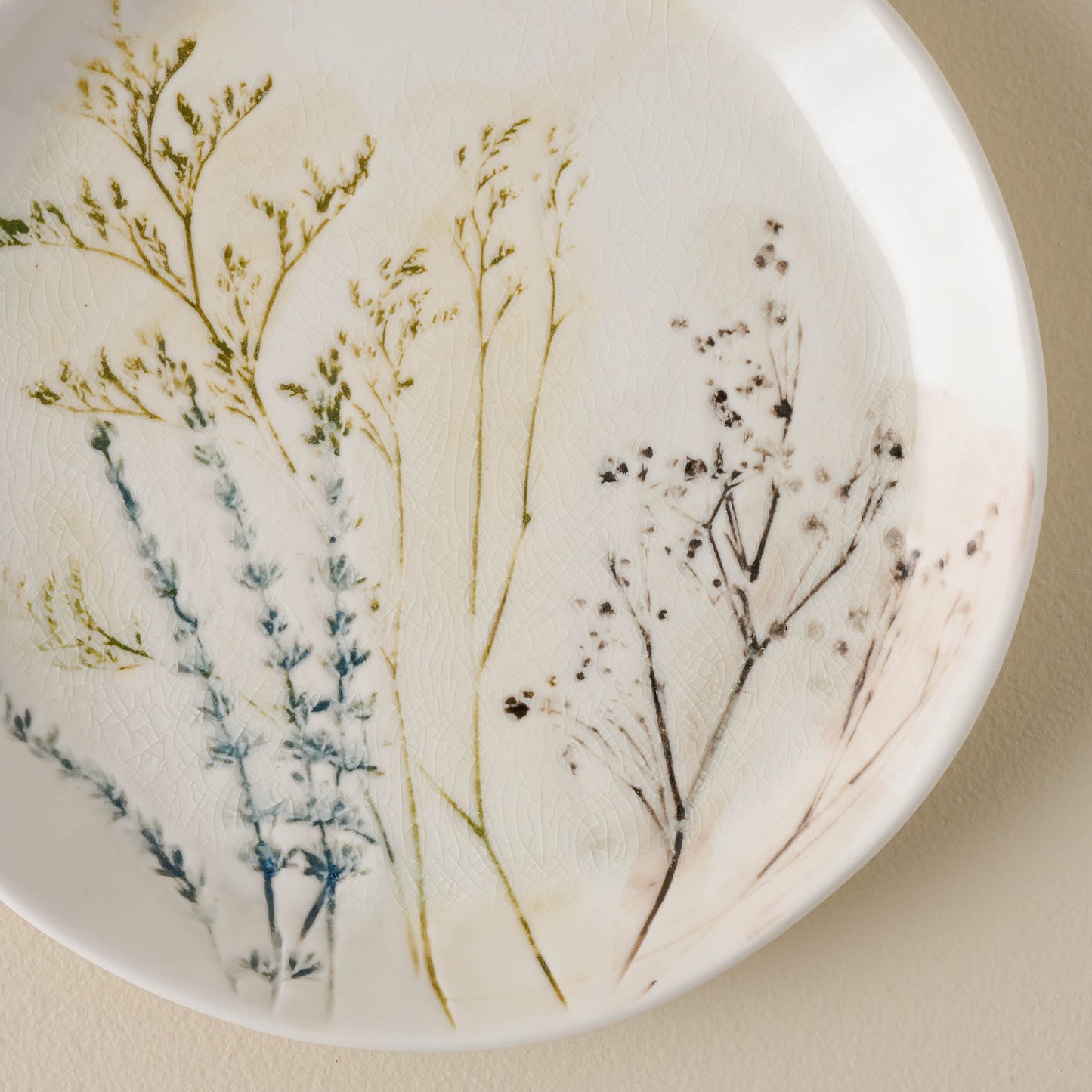 Pressed Floral Plate - dessert close up