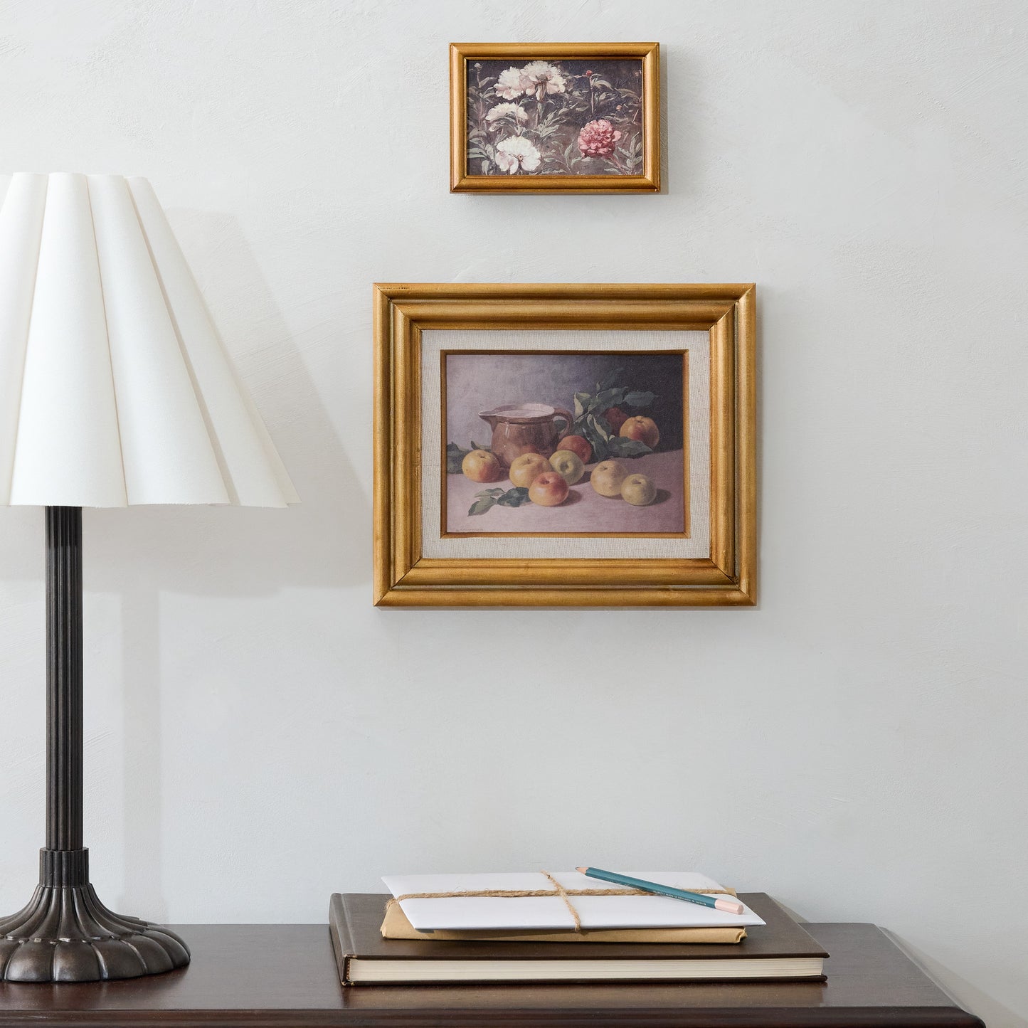 Vintage Botanicals in Bloom Framed Art shown hung above desk