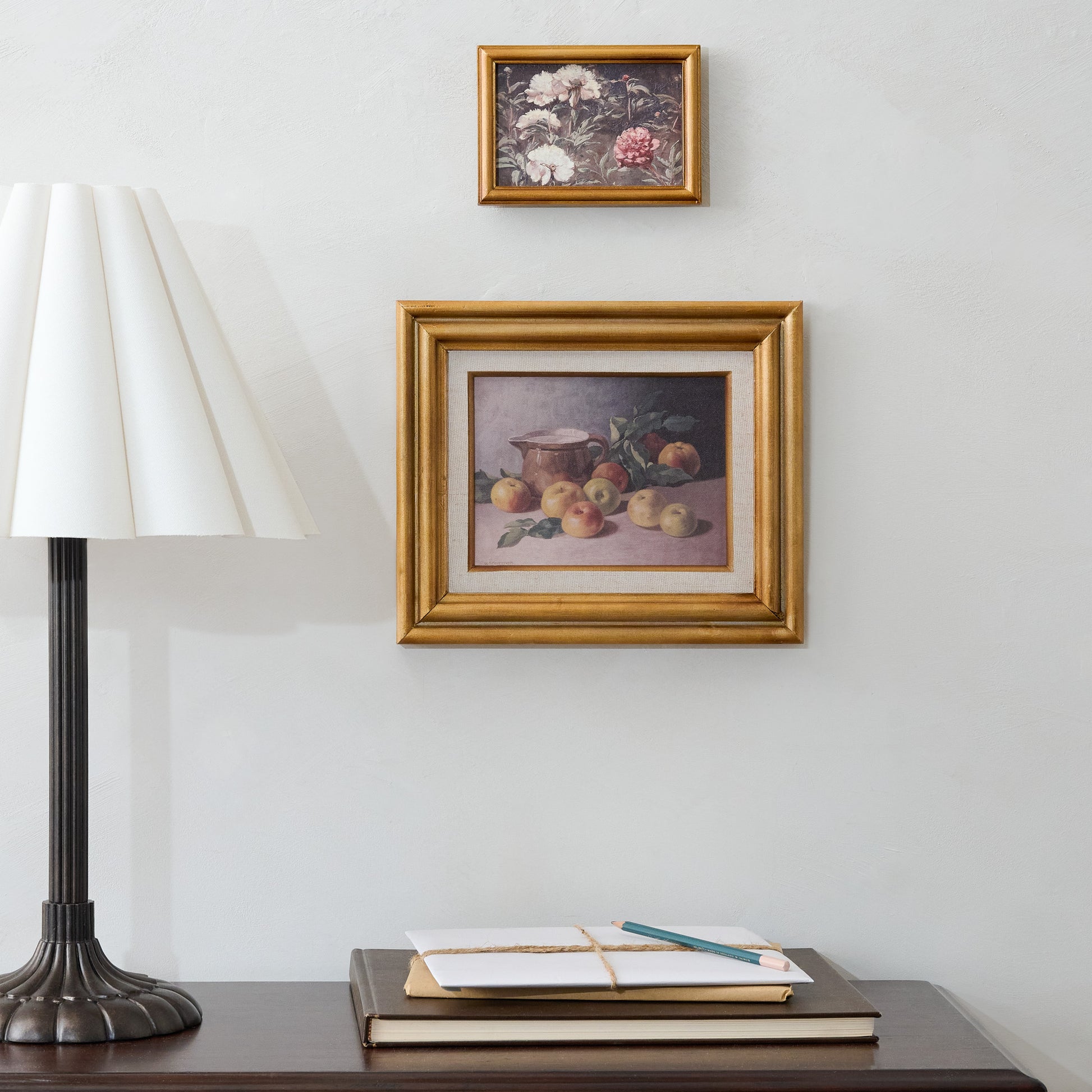 Vintage Botanicals in Bloom Framed Art shown hung above desk