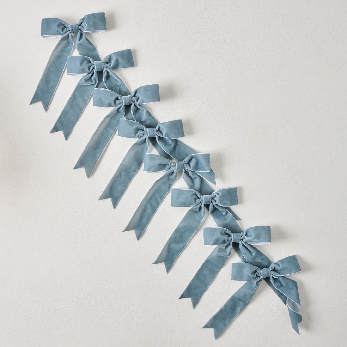 Blue Velvet Bow Ornament Clip, Set of 8
