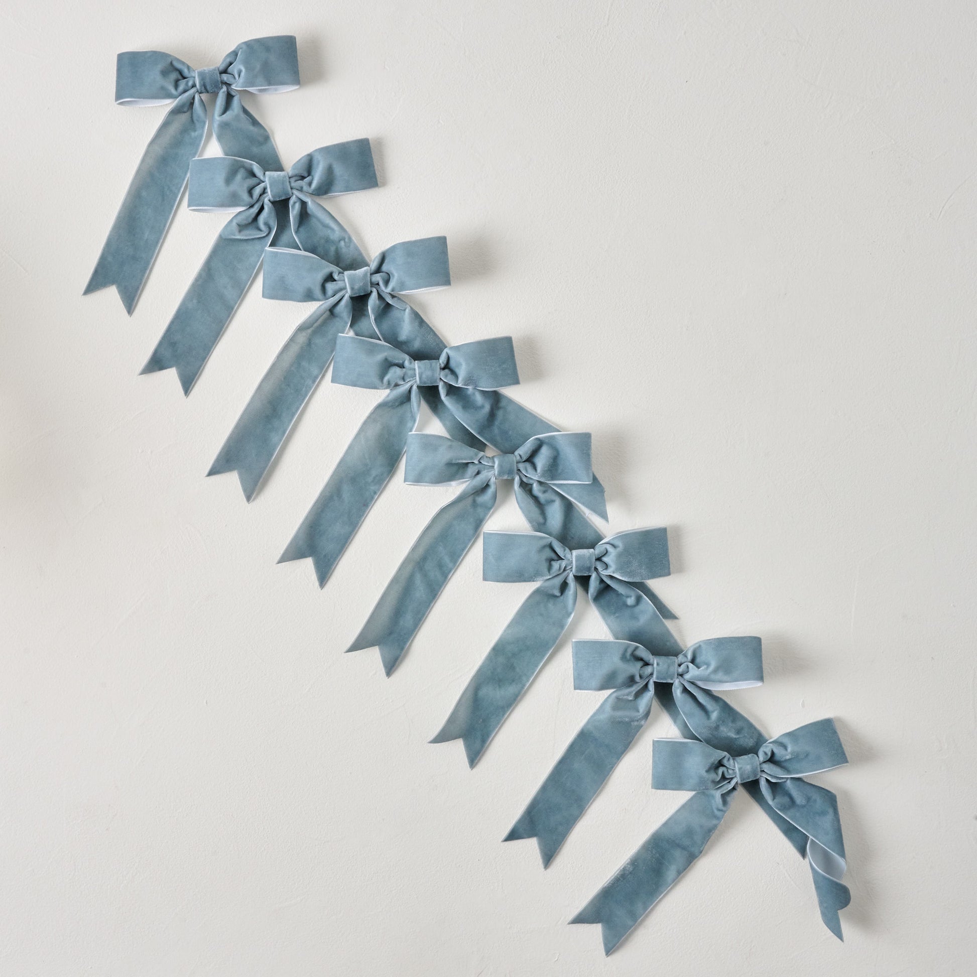 Blue Velvet Bow Ornament Clip, Set of 8
