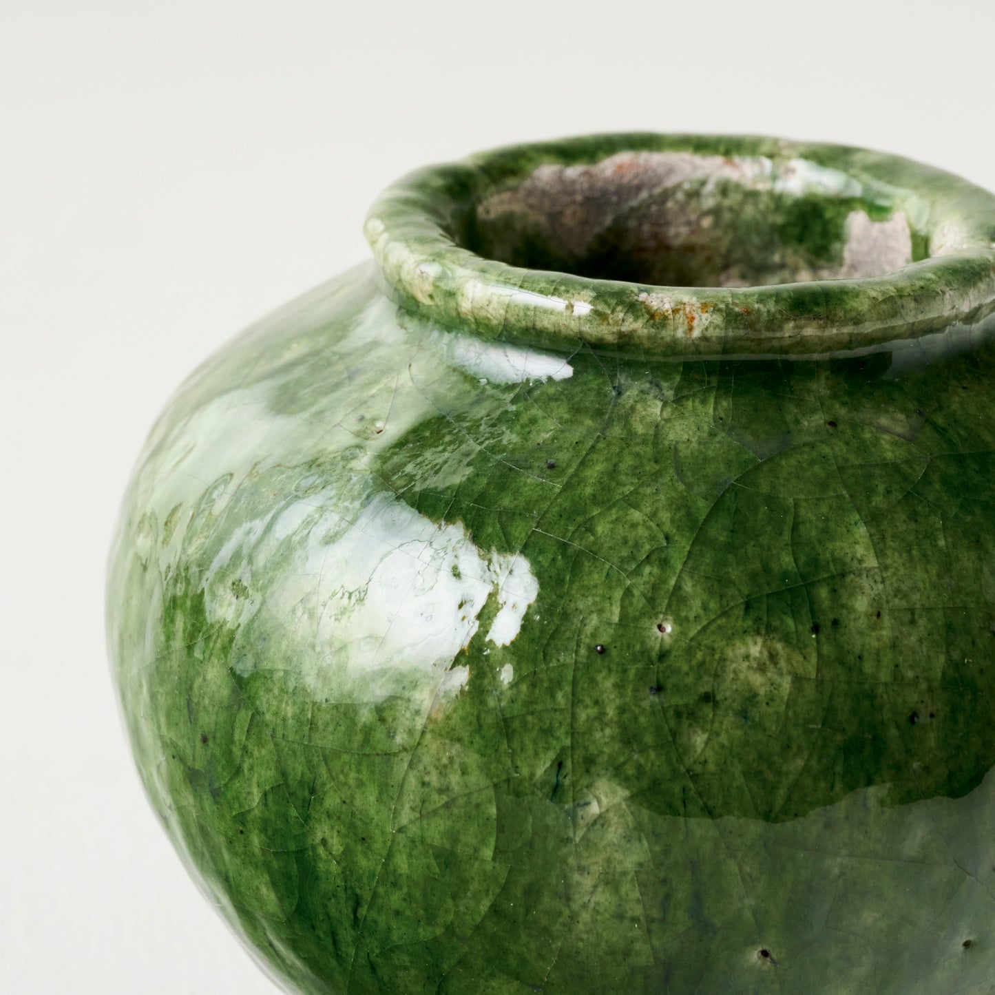 Round Blair Crackle Glaze Bud Vase up close