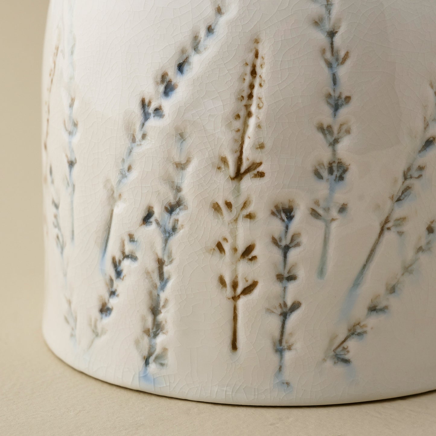 Pressed Floral Utensil Crock up close