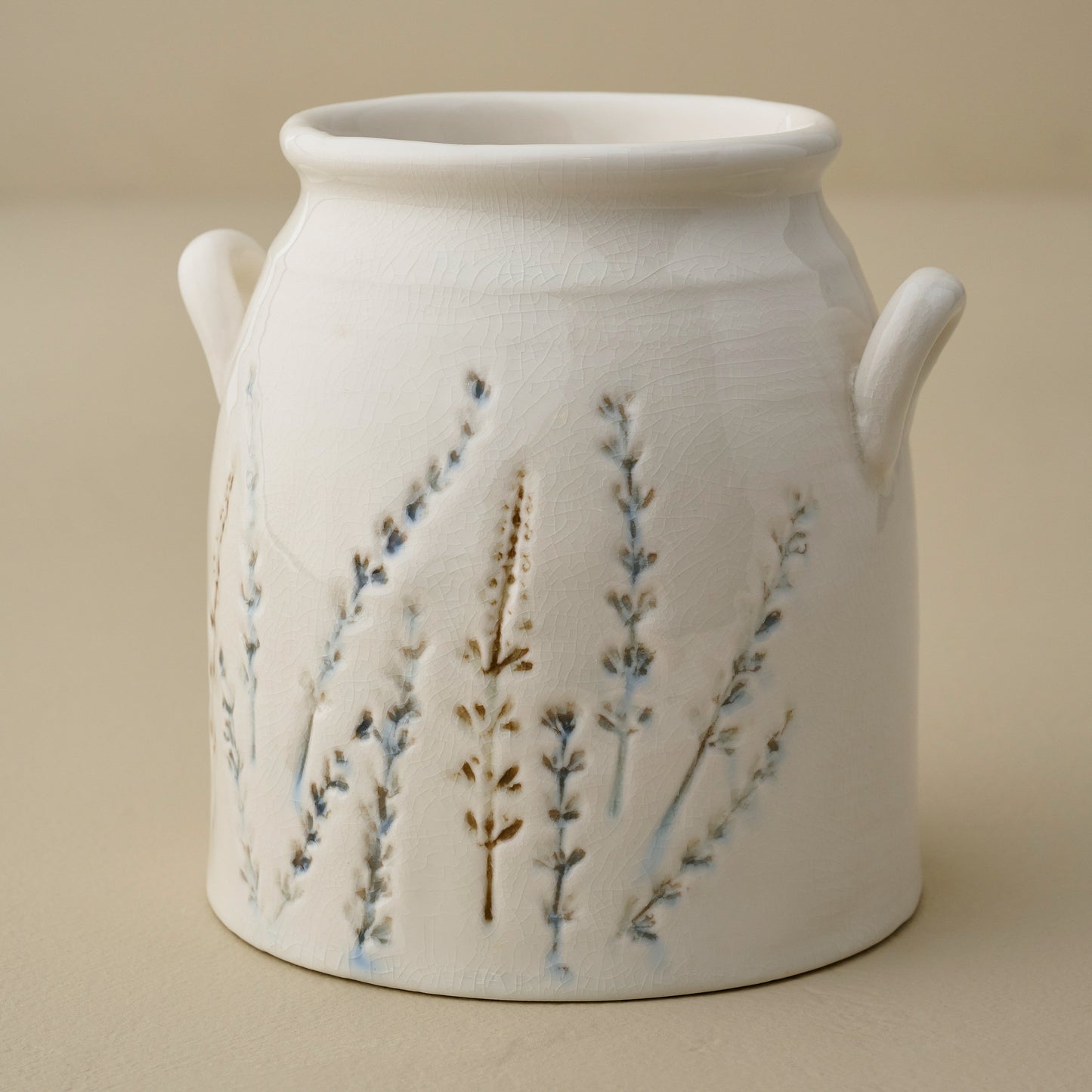 Pressed Floral Utensil Crock