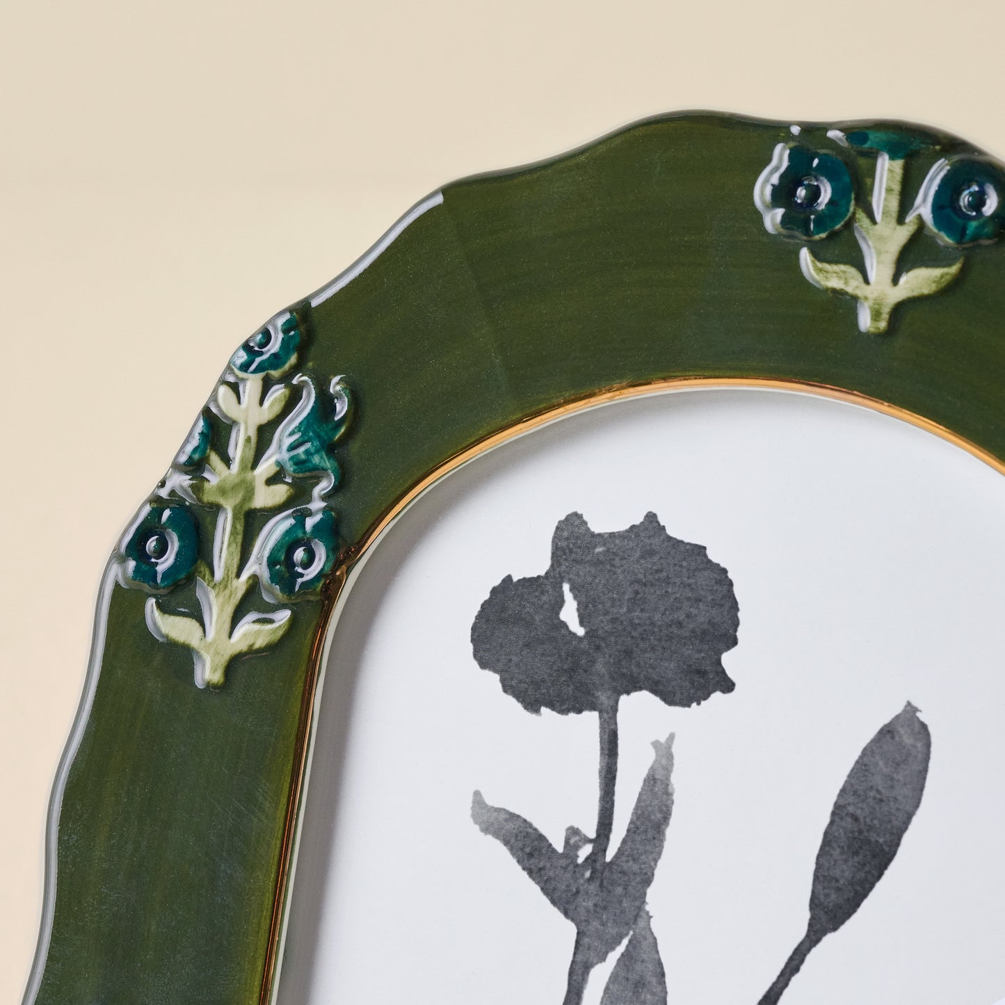 Ceramic Block Print Photo Frame up close