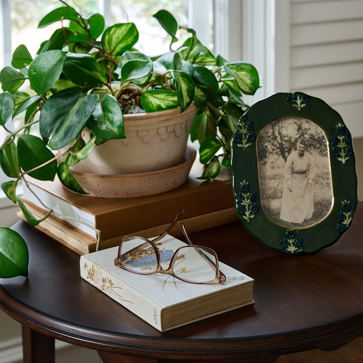 Ceramic Block Print Photo Frame shown on table