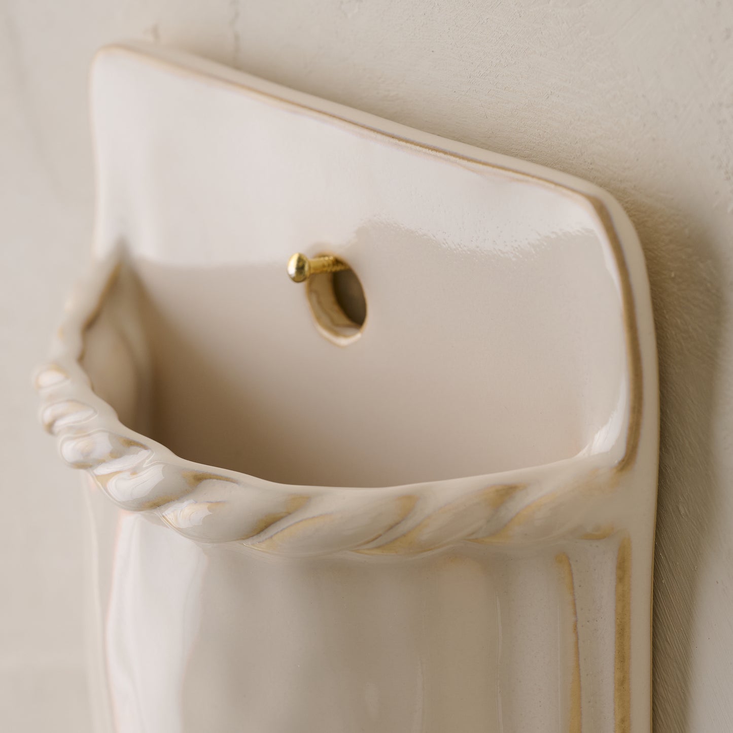 Cream Hale Ceramic Wall Vase up close