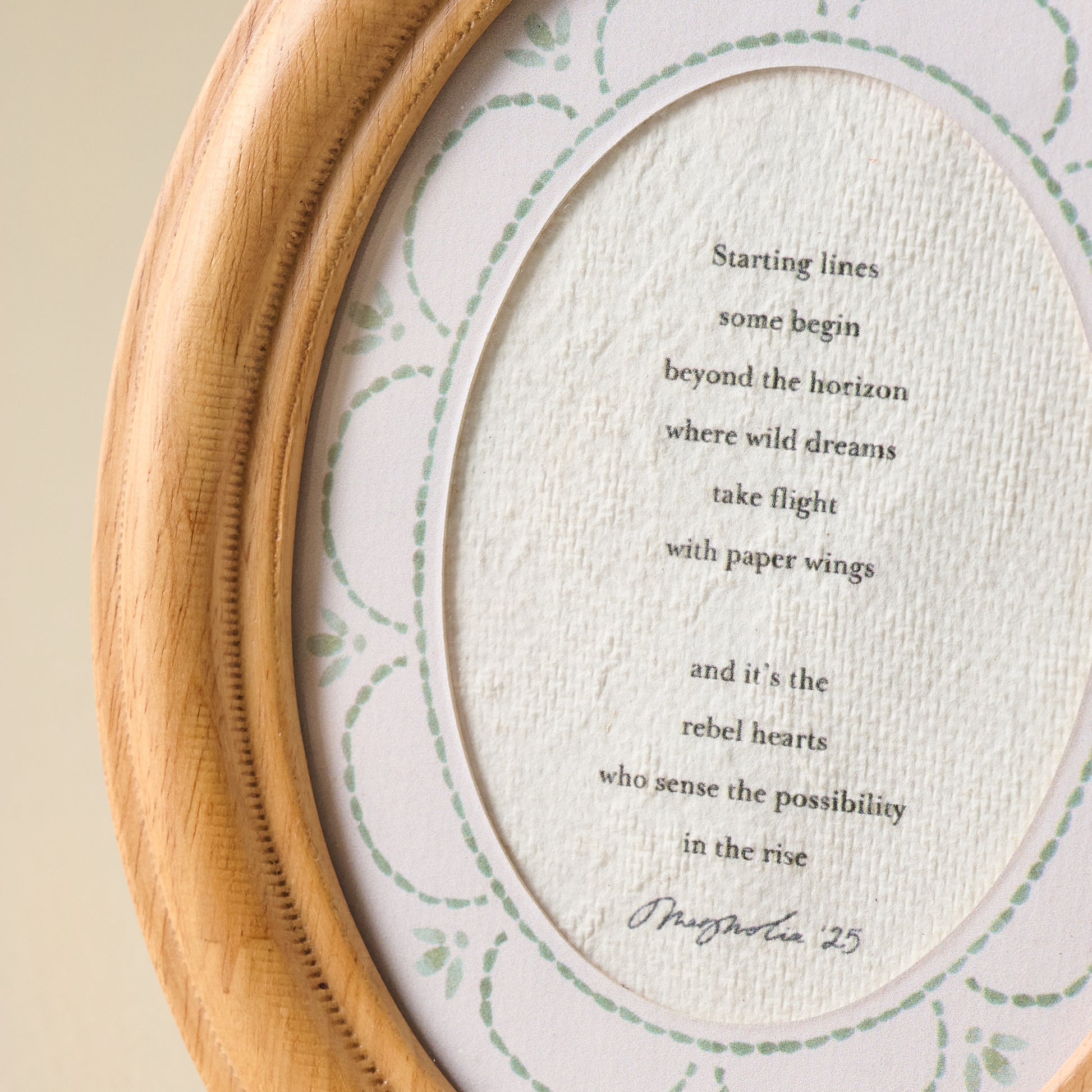 Take Flight Framed Poem up close